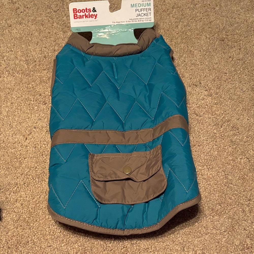 Boots & Barkley Quilted Dog Jacket - Blue and Tan